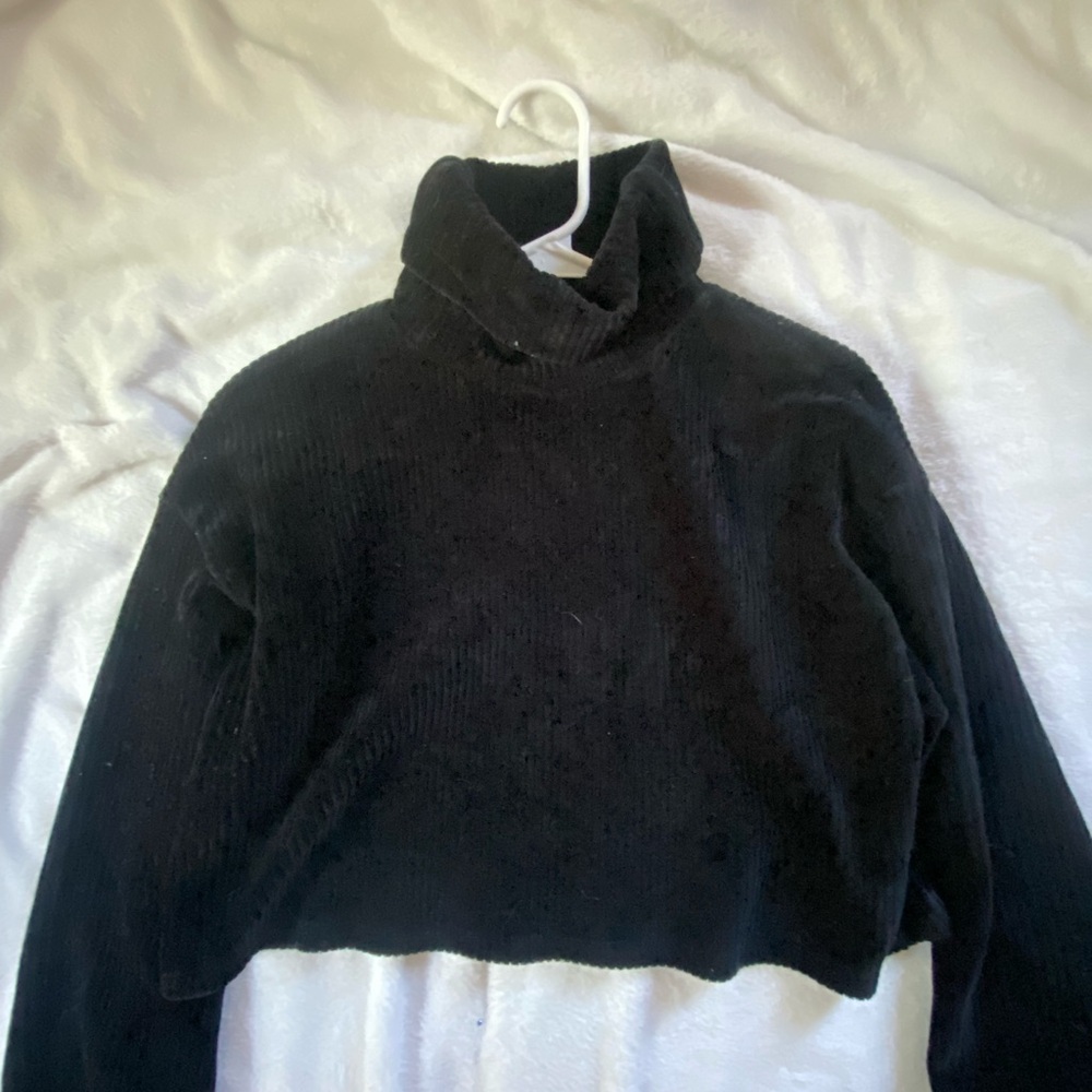 Black Corduroy Turtleneck Sweater